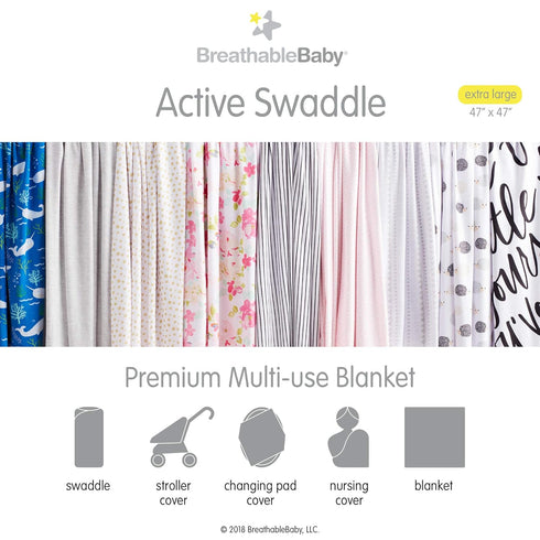 2 Pack 47 47-inch BreathableBaby Active Swaddle Blanket & Wrap Narwhal and Gold Dots, Lightweight Premium Activewear