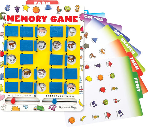 Melissa & Doug Flip to Win Travel Memory Game - Wooden Game Board with 7 Double-Sided Cards