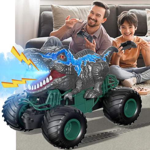 Bennol 2.4GHz Dinosaur Remote Control Car Toys for Kids Boys 4-12, RC Car with Light, Sound, Spray for Indoor Outdoor