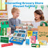 120 Playset Cash Register Toy for Kids, Pcs Grocery Store with Credit Card, Grocery Boxes, Microphone, Calculator Cash