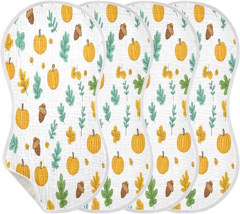 YETTASBIN Autumn Pumpkin Muslin Baby Burp Cloth, Super Soft Absorbent Cotton Burp Rag Baby Bibs Feeding Cloth