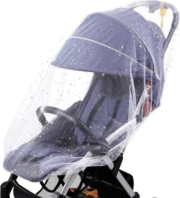Fengek Stroller Mosquito Net, Universal Baby Bug Net with Gold Star Moon Design,
