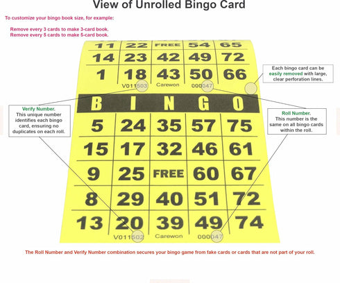 250 Bingo Game Cards, Yellow (8 Color Selection), 4” x 3.5”, Customizable Book for Events, Single or Multi Use