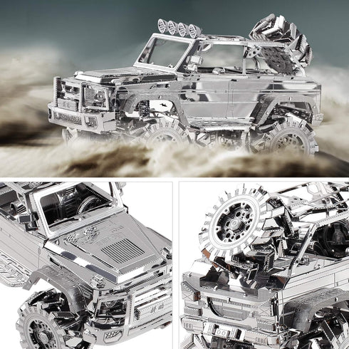 Piececool 3D Metal Puzzle SUV Car Model Kits, 157 Pcs Building Kit, Brain Teaser DIY Craft Toys for Teens, Men, Women.