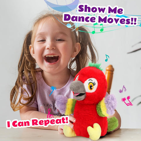 Cuteoy Talking Parrot Repeat What You Say Musical Stuffed Animal Shaking Singing Plush Toy Electric Interactive