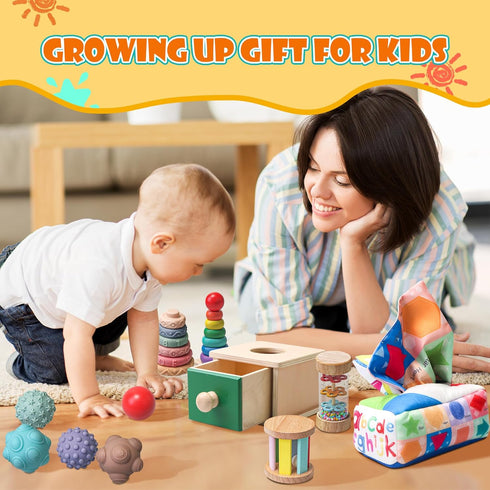6-12 Months,1 Old,8 1 Set 12-18 Montessori Toys for Babies Year in Learning Educational Wooden Sensory Toys for Baby