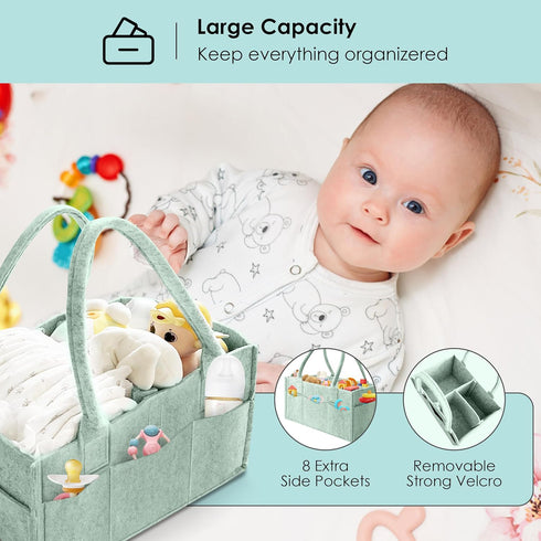 2-Pack Set HIPHOP PANDA Diaper Caddy Organizer - Nursery Storage Bin & Car Organizer for Diapers, Wipes, and Baby
