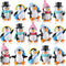 Cute Penguin Characters Collection Playset, Mini Cartoon Penguin Figurines, Cake Decoration for Boys Girls Birthday