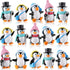 Cute Penguin Characters Collection Playset, Mini Cartoon Penguin Figurines, Cake Decoration for Boys Girls Birthday