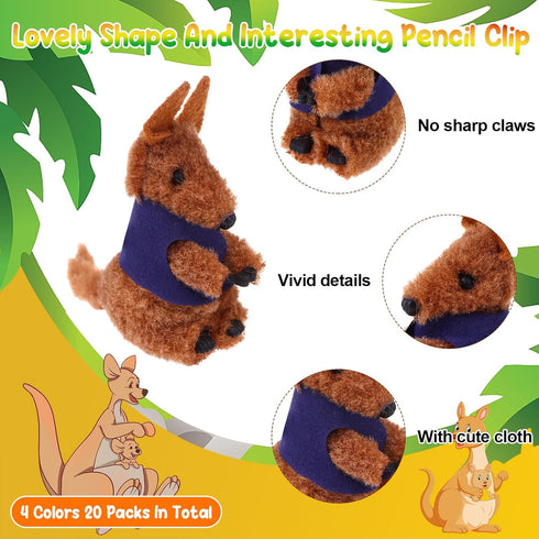 20Pcs Kangaroo Clip Buddy, Kangaroo Stuffed Animal Pencil Toppers, Cute Toy for Prizes