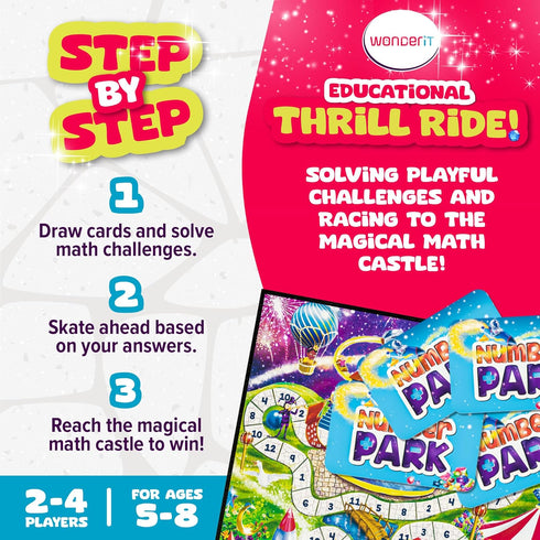 WONDER IT 5-8 Number Park - Addition & Subtraction Math Games for Kids Ages - Fun Educational Learning Game - Board