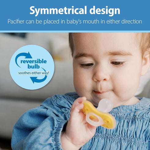 Symmetrical 6-18m, 3 Pack Dr. Brown's Advantage One-Piece Silicone Baby Pacifier, Fully Soother, Dark