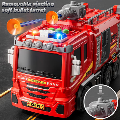 XINNOVEL 3-5, 6 3 4 5 6 7 8 Fire Trucks Toys for Toddlers Ages Folded Carrier Truck Race Track with with Lights