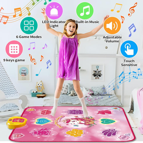 Unicorn Dance Mat for Girls 3-12 Years, LED Lights, Built-in Music, 6 Game Modes, Christmas Birthday Gift