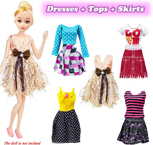 Doll Clothes for 11.5 Inch Girl Doll, 20 Pcs Casual Wear Clothes and Accessories with 10 Pairs Shoes