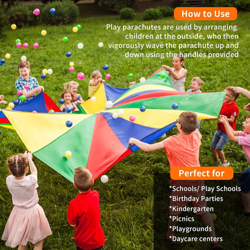 6ft Rainbow Play Parachute with Handles Toy