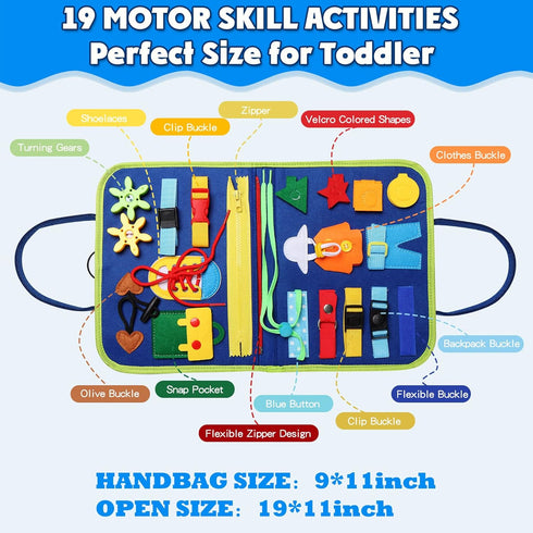 Guolely Montessori Busy Board Toy for 1-4 Year Olds - Sensory Activity Board for Fine Motor Skills, Travel Gift for Kids