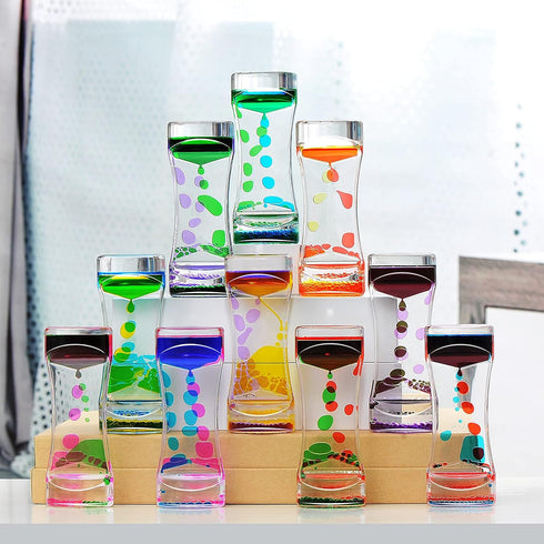 FKYTION Pack 8 Liquid Motion Bubbler Timer of Great Desktop Colorful Hourglass Liquid Bubbler Small Calming Relaxing