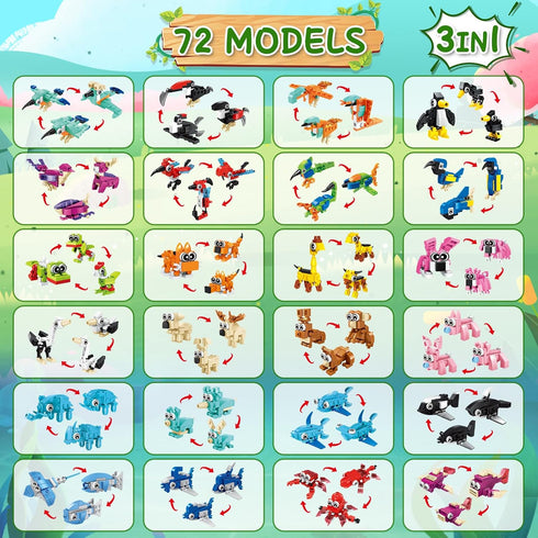 24 Pack 642 Set 612 Party Favors for Kids, PCS Animal Building Blocks Toy Goodie Bag Fillers, Classroom Prizes