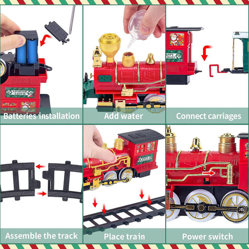 Set, Set 3 4 5 6 7 8+ Train Train Toys for Kids Boys with Smokes, Lights and Sound, Train for Under Christmas Tree