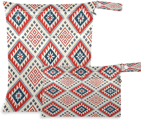 Haskirky Boho Western Tribal 2 Pcs Cloth Diaper Wet Dry Bags,Waterproof and Washable