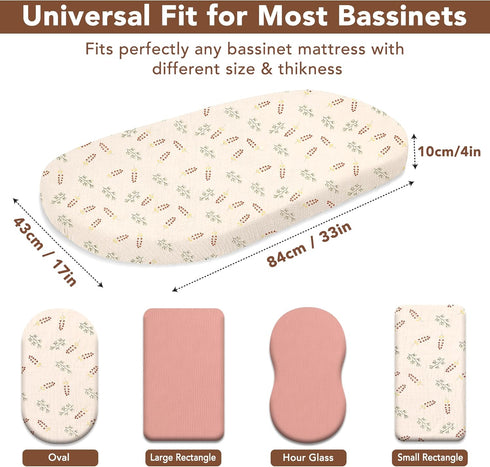 100% 33 17 Inch 2 Pack Organic Cotton Muslin Baby Bassinet Baby Sheet X Soft Breathable Lightweight Stretchable Bed