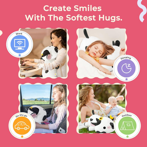 20 inch Onsoyours Original Weighted & Heatable Sunflower Cow Stuffed Animals, Microwavable Plushies for Stress Relief