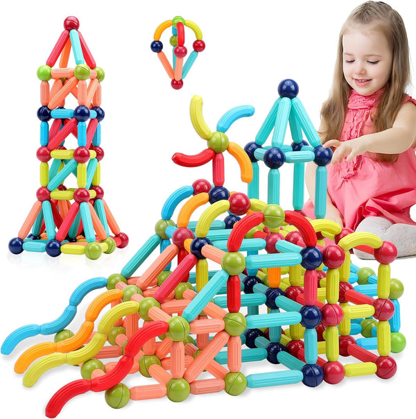 COUOMOXA Magnetic Building Sticks Blocks Kids Toys, STEM Educational Construction Toys for 3-8 Year Olds, Gifts for Kids