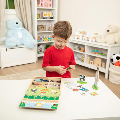 Melissa & Doug Occupations Magnetic Dress-Up Wooden Pretend Play Set (74 pcs) - Magnetic Dress-Up Dolls