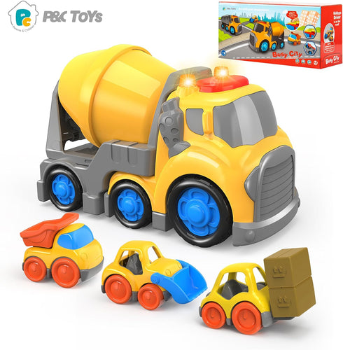 7.7" 2-4, Set 18M+, 2, 3, 4 P&C Toddlers Construction Cement Mixer Truck Toys for Ages Mixer Truck Vehicle Car
