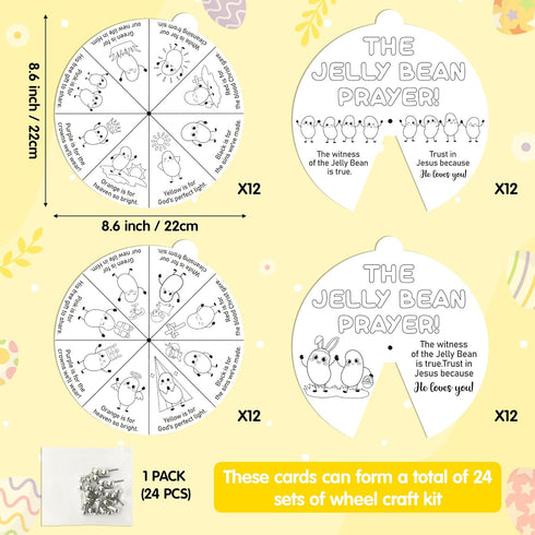 24 Sets COcnny Easter Coloring Craft for Kids - Color Your Own Jelly Bean Art Craft Cards, DIY Coloring The Jellybean