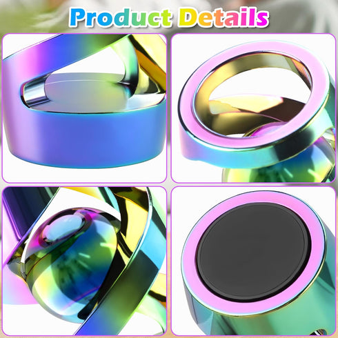 Rainbow Kinetic Spinning Desk Fidget Ball - Metal Stress Relief Toy for Adults