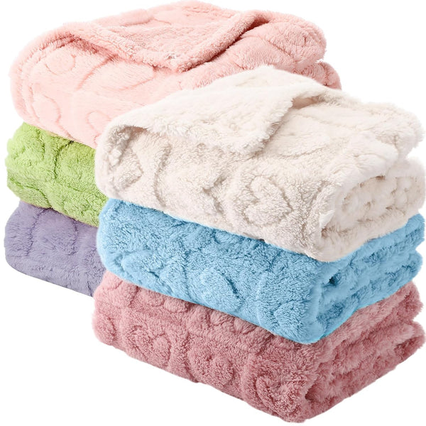 Hahafelt 6 Pack Baby Fleece Blanket Bulk Heart Checkered Baby Blanket 30 x