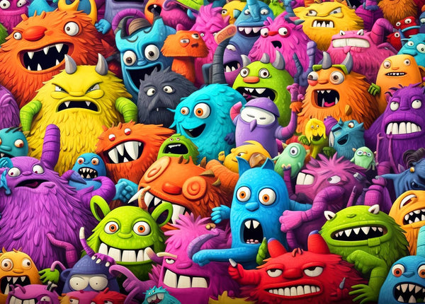 Jigsaw Puzzles for Adults, 1000 Piece Crazy Colorful Monsters Puzzle