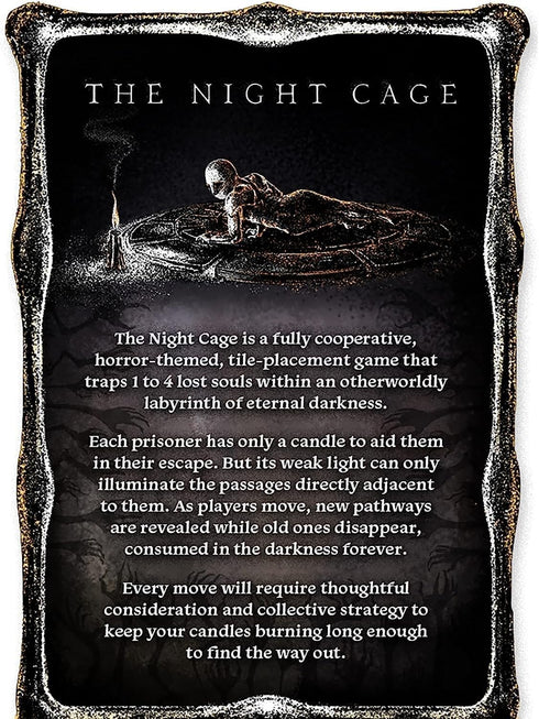 1 5 14+ The Night Cage by Smirk and Dagger | Cooperative Candlelit Horror Strategy Game | Tile Laying Labyrinth Escape