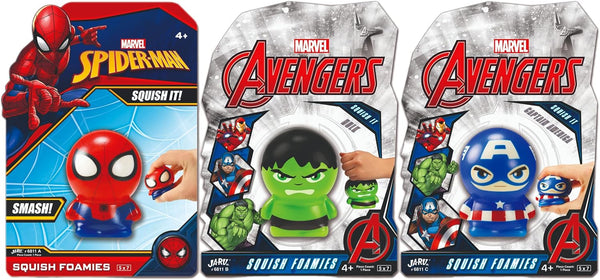 JA-RU Marvel Avengers & Spiderman Foam Balls - 3 Squishy Toy Stress Balls for Kids, Superhero Stress Relief
