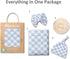 Set, 100% Miaoberry Checkered Muslin Swaddle Organic Cotton, Mist Blue,Checkerboard, Gender-Neutral, with Matching Bow