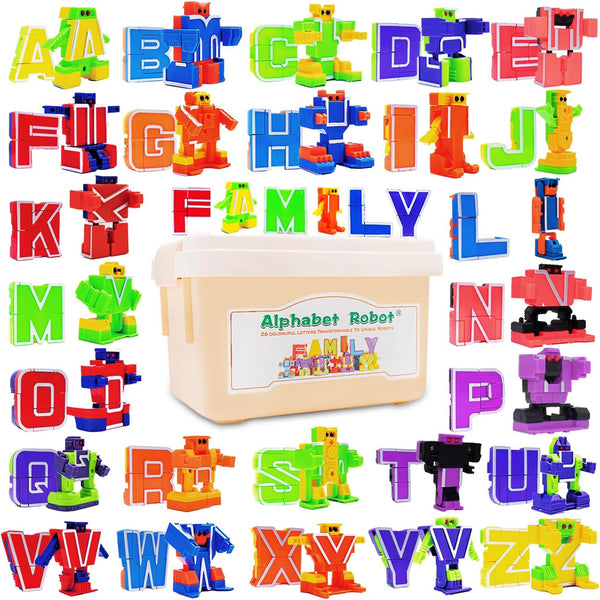26 Pieces Alphabet Robots for Kids Alphabet Learning Toys, Alphabots Transform Letters