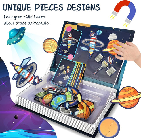 3-5 38 16 3+ Space Magnetic Travel Game Montessori STEM Quiet Toys for Toddlers with Magnets & Activity Cards