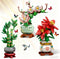 USVillGO Botanicals 3 Bonsai Flowers Building Blocks Set, Lucky Bamboo-Red Poinsettia-Pink Orchid Artificial