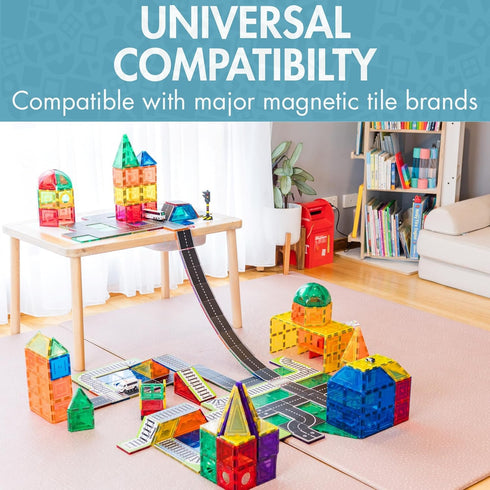 Pack 40PCs Set 3+, Set Learn & Grow Magnetic Tiles Road Expansion - Road Toppers for Cars, STEM Learning & Building Toy