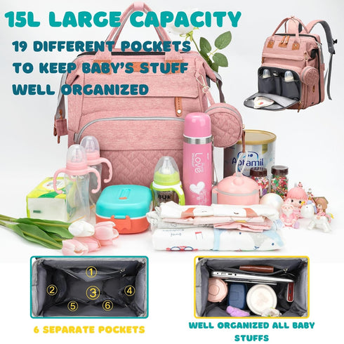 Shengmeister Backpack, Backpack Diaper Bag, Baby Essentials, Multi-functional Large-capacity Diaper Bag Best Gift