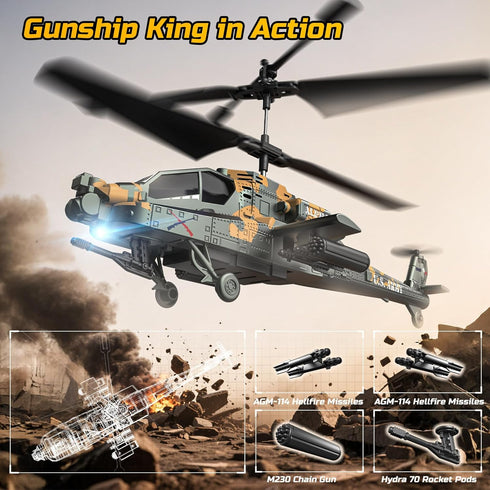 8-12, 26 (2 DEERC Apache RC Helicopter for Kids Remote Control Helicopter for Adults, Helicopters Toy with Mins Flight