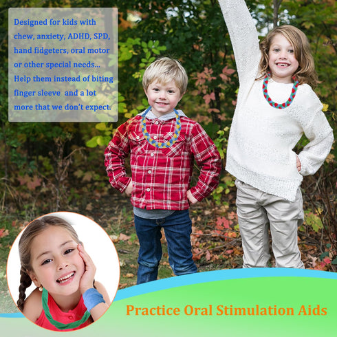 Chewy Necklaces for Sensory Kids, Terry Cloth Chew Necklaces for Chewing, Teething, and Biting