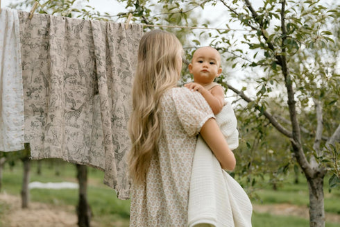 Set, 100% 4-Way (46" 46"), 2-Pack, Oilo Premium Muslin Swaddle Blanket Breathable Organic Cotton Muslin, Soft Large