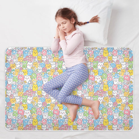 siphylline 52" 34" Colorful Cartoon Cats Extra Large Resuable Toddler Mattress Pads Highly Absorbent Pads for Bed