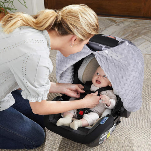 Rquite Car Seat Cover Baby, Carseat Covers Baby Boy, Minky Infant Car Seat Cover Winter, Peekaboo Opening Car Seat