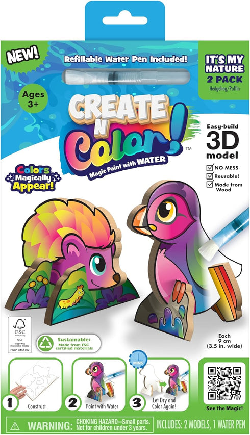Magic Paint with Water, Mess Free Kids Painting Set, Craft Kit with All Supplies Included (Its My Nature)