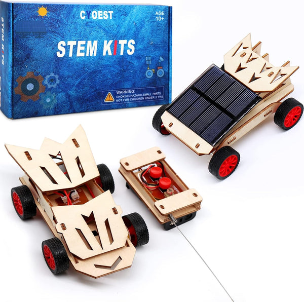 2 Set STEM Kit, Solar Model Car Building Project, 3D Wooden Puzzle Craft for Ages 8-14