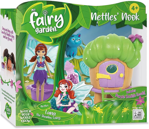 Nettles’ Nook Mini Terrarium Kit with Shadow Fairy & Cat Doll for Kids Aged 4 and Up